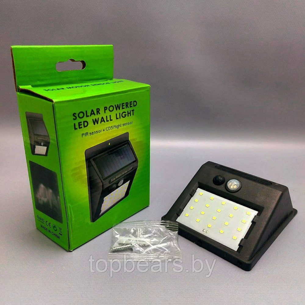 Светодиодный уличный светильник на солнечных батареях 20 LED solar powered led wall light 5W с датчиком - фото 7 - id-p215284303