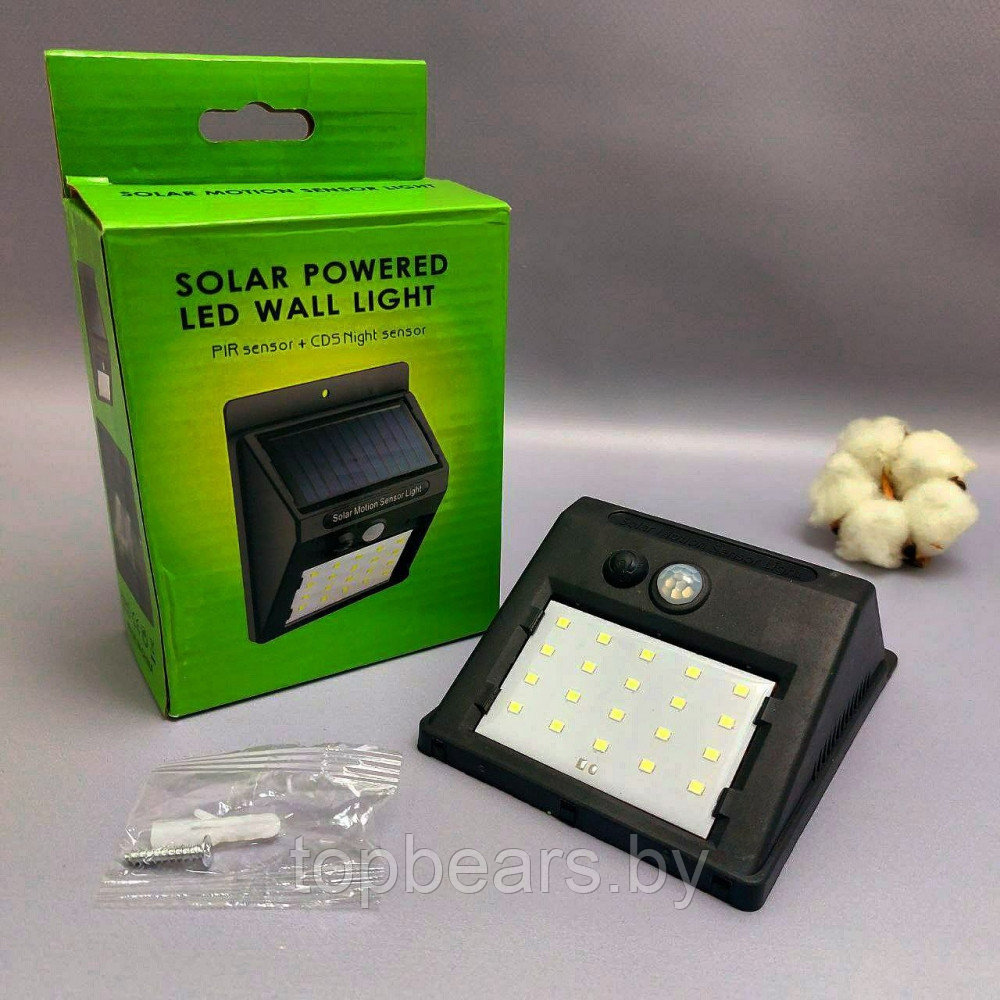 Светодиодный уличный светильник на солнечных батареях 20 LED solar powered led wall light 5W с датчиком - фото 8 - id-p215284303