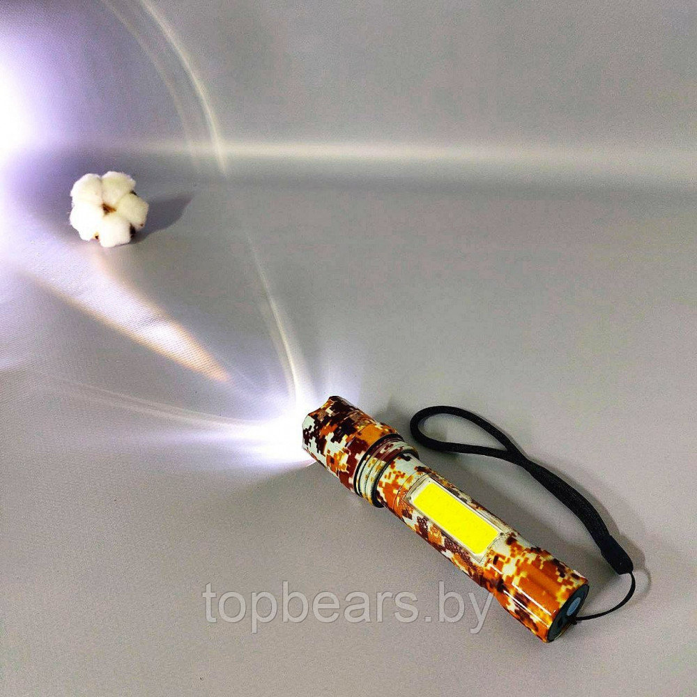 Фонарь электрический светодиодный аккумуляторный с фокусировкой луча и боковой подсветкой XPECOB - фото 9 - id-p215284304