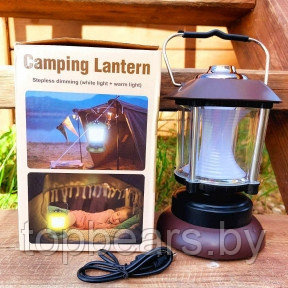 Кемпинговая лампа в стиле ретро Camping lantern 6602 с регулируемой яркостью (USB или батарейки, 3 режима