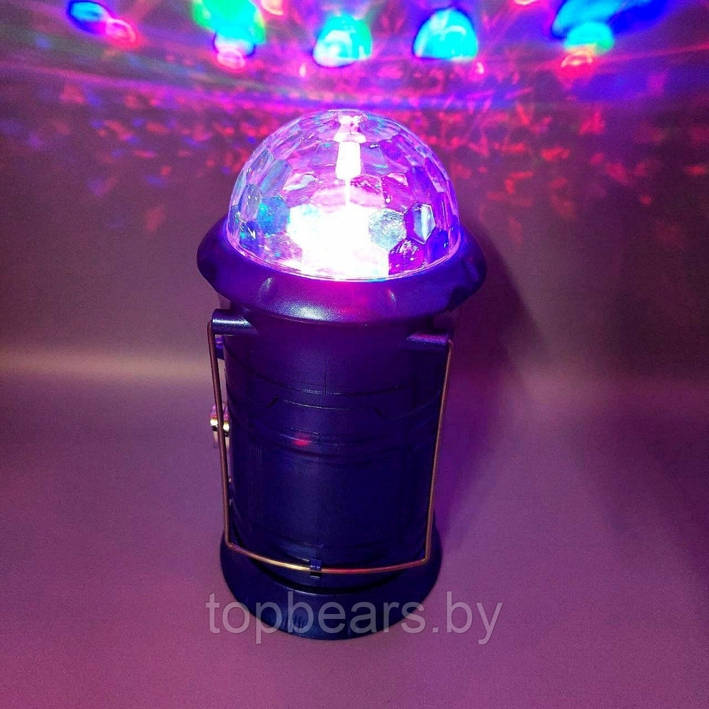 Раздвижной кемпинговый фонарь Magic Cool camping light c диско лампой LL-5801 (3 режима работы, с функцией - фото 6 - id-p215284308