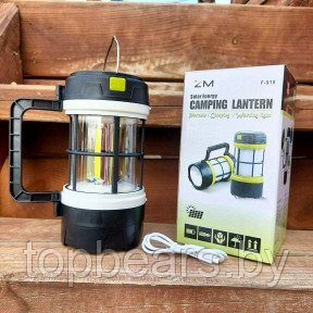 Кемпинговый фонарь-лампа Camping lantern F 910B (зарядка USB и солнечные батареи, 5 режимов работы, функция - фото 1 - id-p215284320