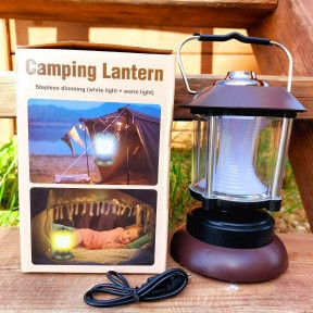 Кемпинговая лампа в стиле ретро Camping lantern 6602 с регулируемой яркостью (USB или батарейки, 3 режима - фото 1 - id-p215284589