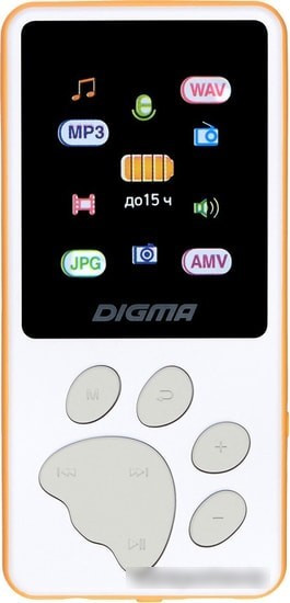 MP3 плеер Digma S4 8GB (белый/оранжевый) - фото 1 - id-p215306249