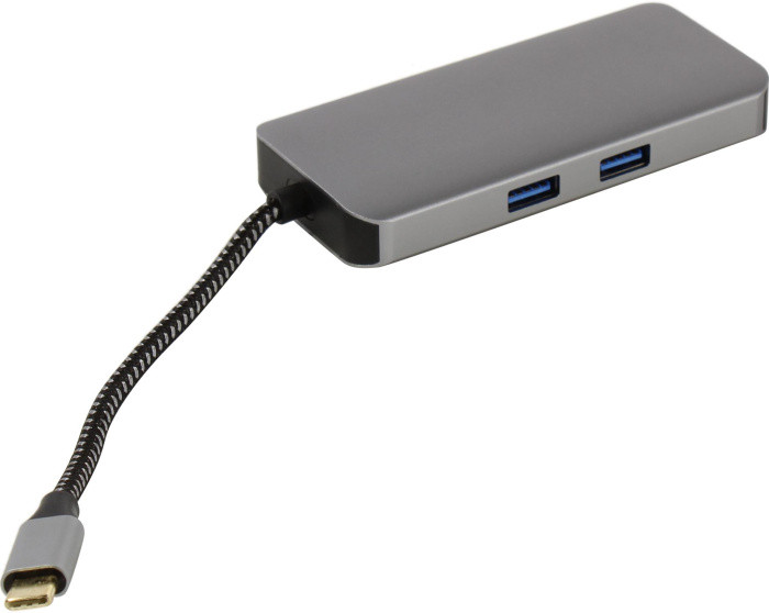 Кабель-адаптер Espada UHLUC V2 USB-C - HDMI (F)+2xUSB3.0+USB-C(PD)+RJ45+SD/microSD Card Reader - фото 1 - id-p215312409