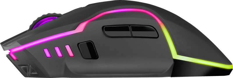 Беспроводная игровая мышь - Defender Oneshot GM-067, 7 кнопок, подсветка, аккумулятор 300mAh, 3200dpi, чёрная - фото 2 - id-p215321183