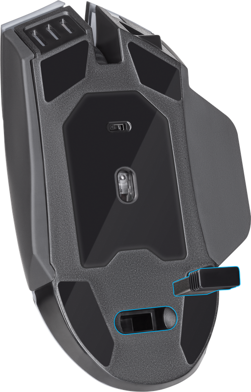Беспроводная игровая мышь - Defender Oneshot GM-067, 7 кнопок, подсветка, аккумулятор 300mAh, 3200dpi, чёрная - фото 4 - id-p215321183
