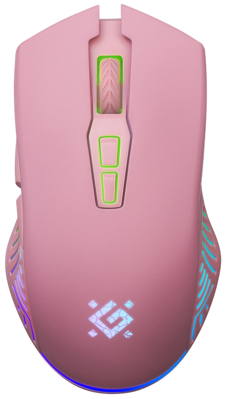 Беспроводная игровая мышь - Defender Pandora GM-502, 7 кнопок, подсветка, аккумулятор 500mAh, 3200dpi, розовая