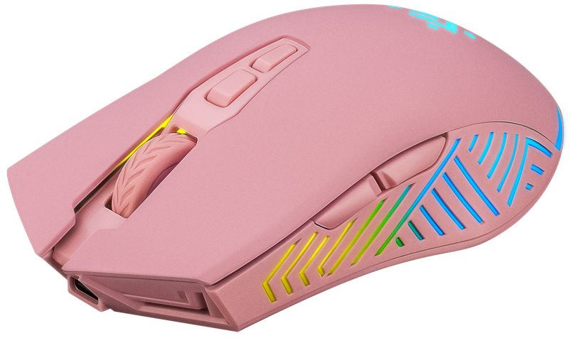 Беспроводная игровая мышь - Defender Pandora GM-502, 7 кнопок, подсветка, аккумулятор 500mAh, 3200dpi, розовая - фото 2 - id-p215322029