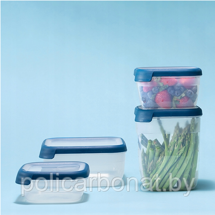 Контейнер для свч прямоугольный Foodkeeper rectangular 2,4L, Прозрачный/ голубой - фото 3 - id-p215283804
