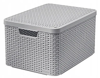 Корзинка L с крышкой Storage box with lid L 30L, светло серый