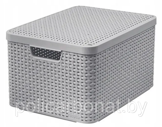 Корзинка L с крышкой Storage box with lid L 30L, светло серый - фото 1 - id-p204655903