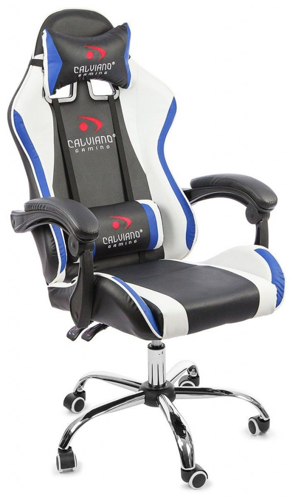 Вибромассажное кресло Calviano ASTI ULTIMATO black white blue - фото 1 - id-p215330873