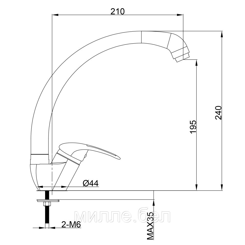 Смеситель Juguni JGN0420/С для мойки одноручный Арт. 0402.612 - фото 8 - id-p210229781