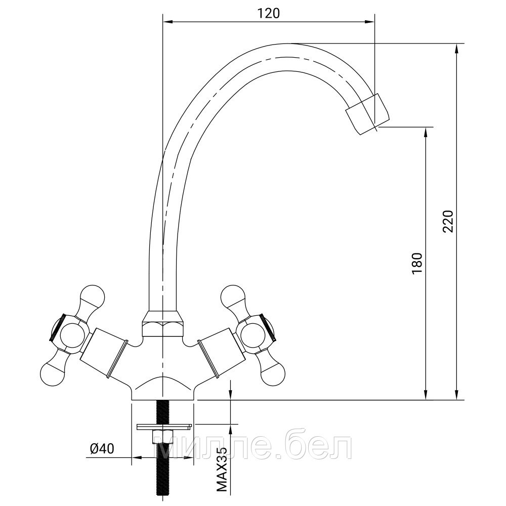 Смеситель Juguni JGN0440 для кухни двухвентильный Арт. 0402.658 - фото 7 - id-p210229792