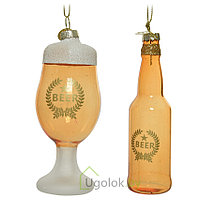 Елочное украшение Бокал и бутылка микс Kaemingk 1 шт. 12 см коричневый