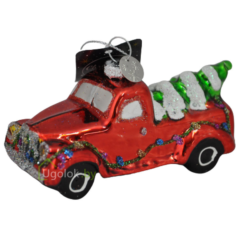 Елочное украшение Машинка с елочкой Kaemingk 1 шт. 9 см красный - фото 1 - id-p215331113