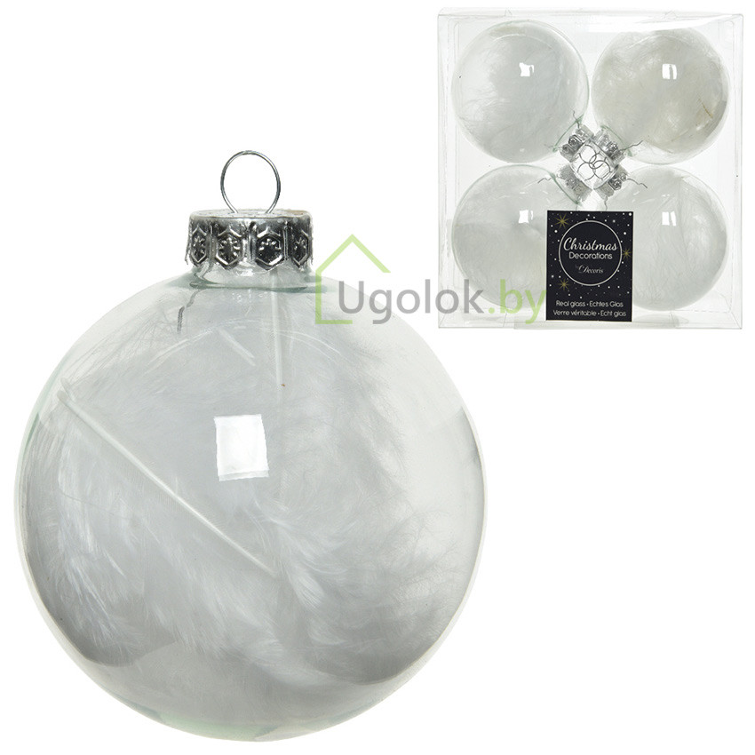 Набор елочных шаров Kaemingk 4 шт. 7 см прозрачный - фото 1 - id-p215331149