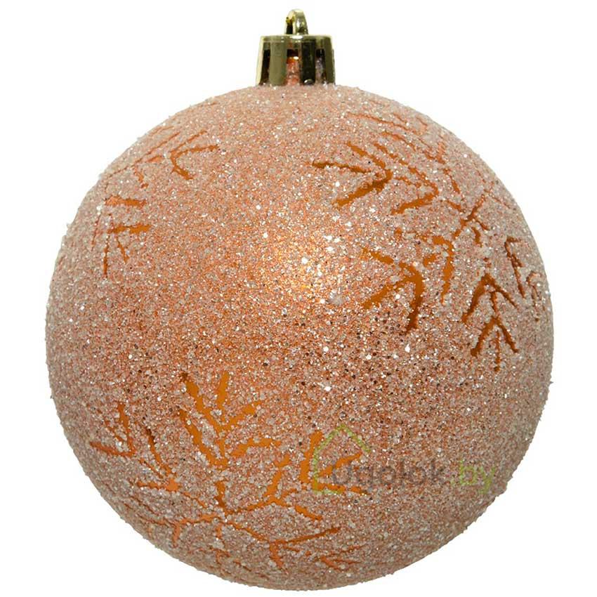 Елочное украшение Шар Kaemingk 1 шт. 8 см янтарный с напылением - фото 1 - id-p215331076