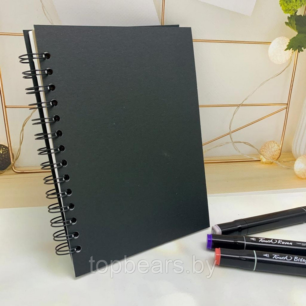 Скетчбук блокнот с плотными листами "Sketchbook" 5 видов бумаги (белая, клетка, чёрная, крафтовая, в точку, - фото 4 - id-p215331392