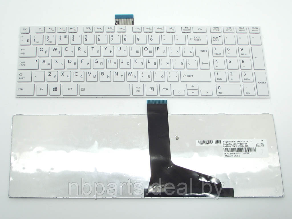 Клавиатура для ноутбука Toshiba Satellite C850, C870, белая, RU - фото 1 - id-p111774747