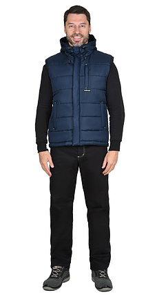 Жилет СИРИУС-ЗОДИАК утепленный с капюшоном синий, фото 2