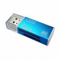 USB 2.0 Card reader CBR Human ("Glam") CR-424, синий цвет, All-in-one, Micro MS(M2), SD, T-flash, MS-DUO, MMC,