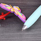 Ручка шар. синяя "Бабочка в горшке", фото 4