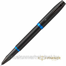 Ручка-роллер Parker "IM Vibrant Rings T315 Marine Blue PVD", 0,5 мм, черный, синий, стерж. черный