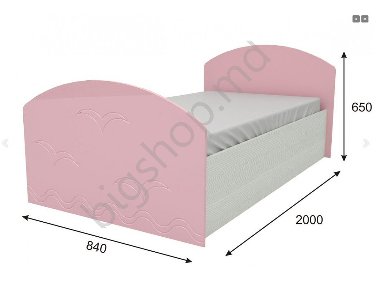 Кровать детская Юниор-2 0,8м дуб беленый/розовый металлик - МиФ - фото 2 - id-p172696795