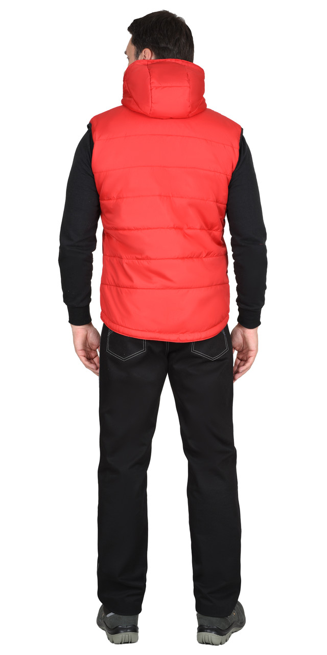Жилет СИРИУС-ЗОДИАК утепленный с капюшоном красный с флисовой подкладкой - фото 2 - id-p127417615