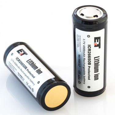 Аккумулятор 26650 4500mAh - ET ICR26650B-PCM с защитой, 26x65мм, 3.7v, Li-Ion, + контакт высокий