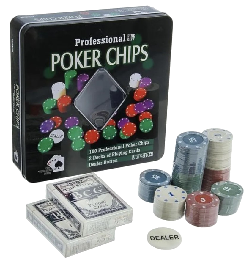 Набор для игры в покер "Professional Poker Chips", 100 фишек + 2 колоды карт