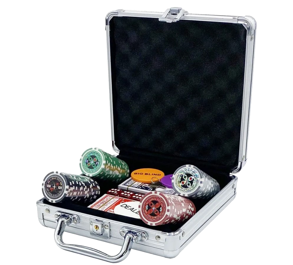 Покерный набор Premium Poker Ultimate, 100 фишек 11.5 г с номиналом в чемодане