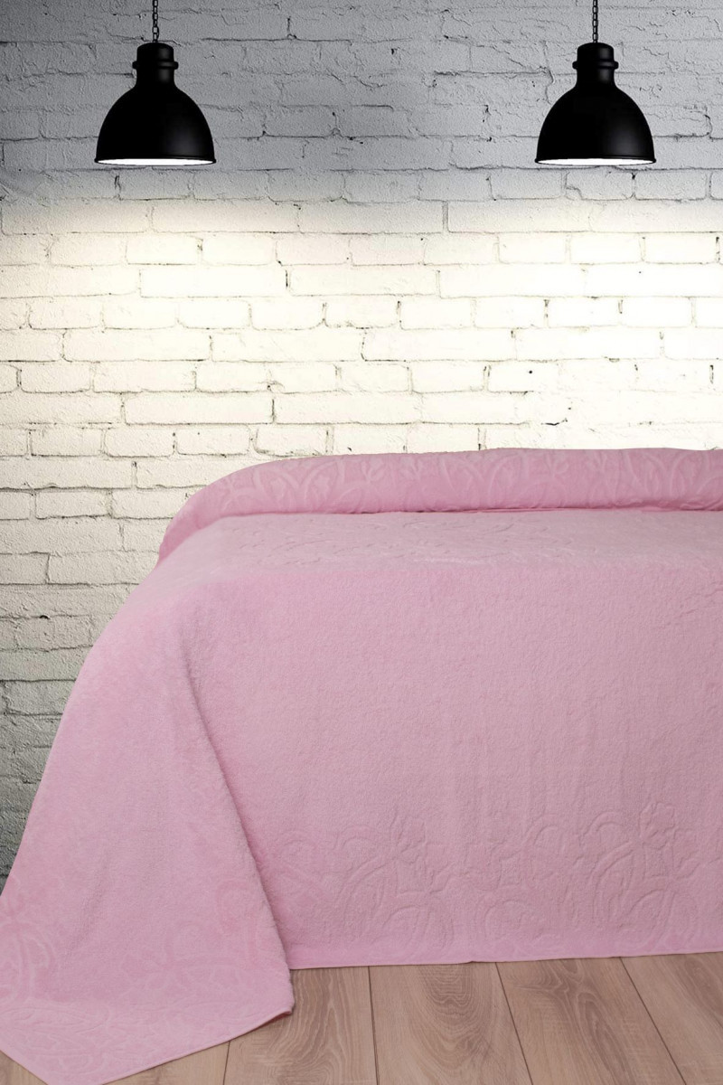 Покрывало махровое розовый (200x220) "Valtery"