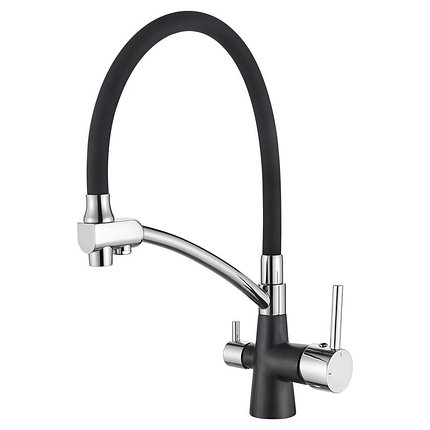 Кухонный смеситель черный корпус (две воды) Ledeme, фото 2