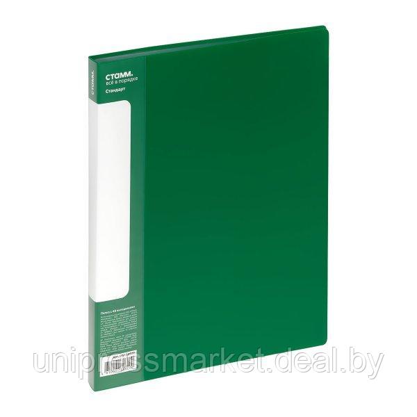 Папка-файл  40 листов, 21 мм, 600мкм, СТАММ зеленая, пластик