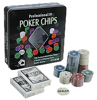 Набор для игры в покер "Professional Poker Chips", 100 фишек + 2 колоды карт