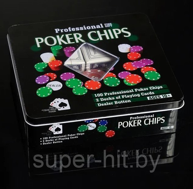 Набор для игры в покер "Professional Poker Chips", 100 фишек + 2 колоды карт - фото 5 - id-p215357662