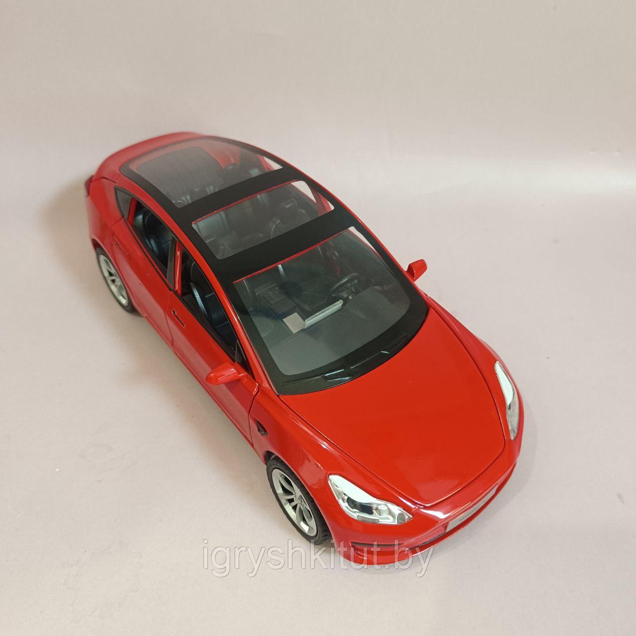 Машинка металлическая Тесла Tesla Model 3, свет, звук - фото 2 - id-p215371996