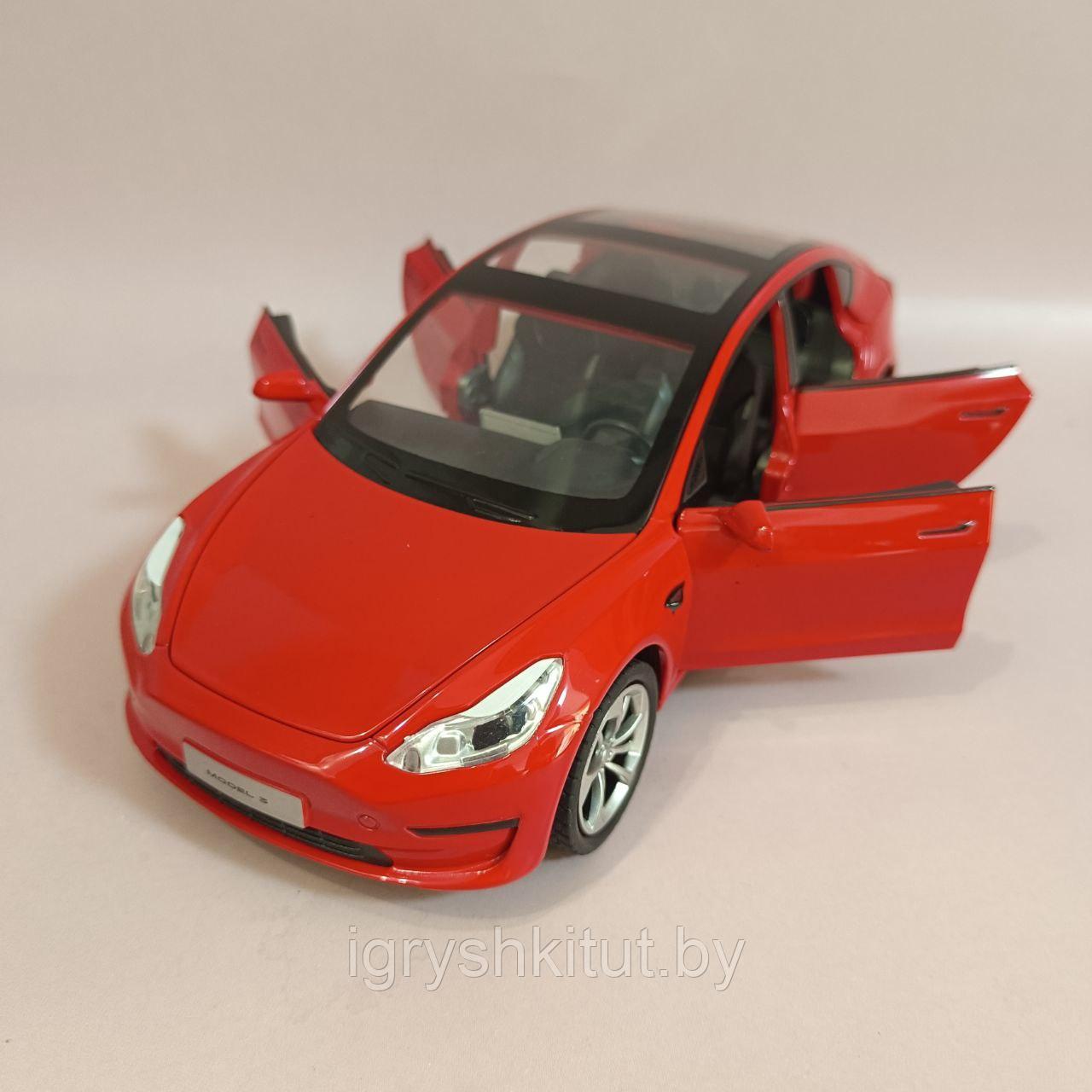 Машинка металлическая Тесла Tesla Model 3, свет, звук - фото 5 - id-p215371996