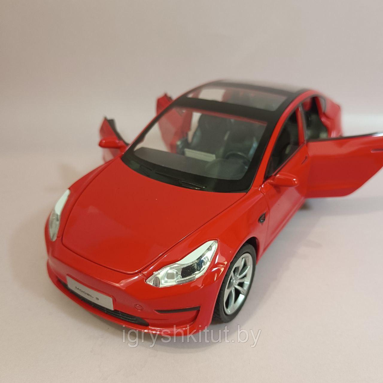 Машинка металлическая Тесла Tesla Model 3, свет, звук - фото 6 - id-p215371996