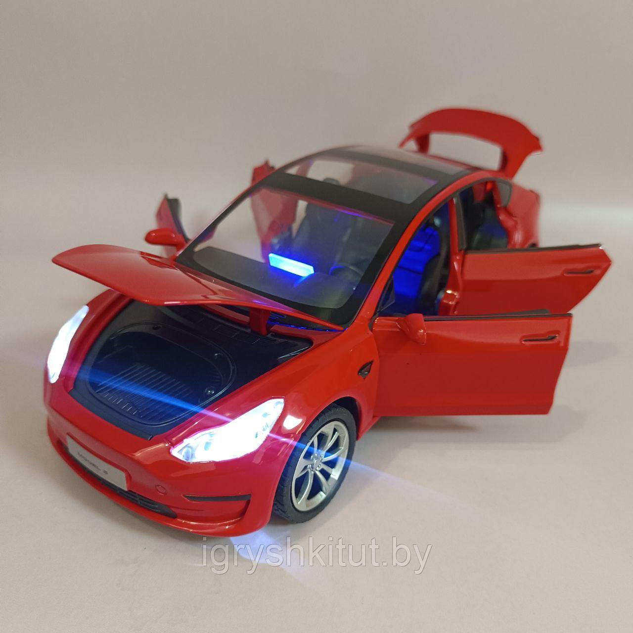 Машинка металлическая Тесла Tesla Model 3, свет, звук - фото 8 - id-p215371996