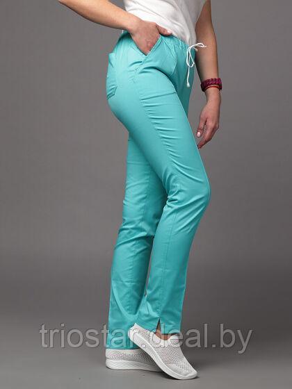 Брюки медицинские женские (зауженные, цвет бирюзовый) 46 - фото 1 - id-p215372304