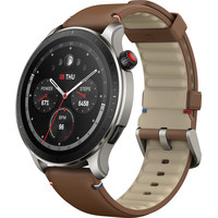 Умные часы Amazfit GTR 4 (серебристый, с коричневым кожаным ремешком) - фото 1 - id-p215373657