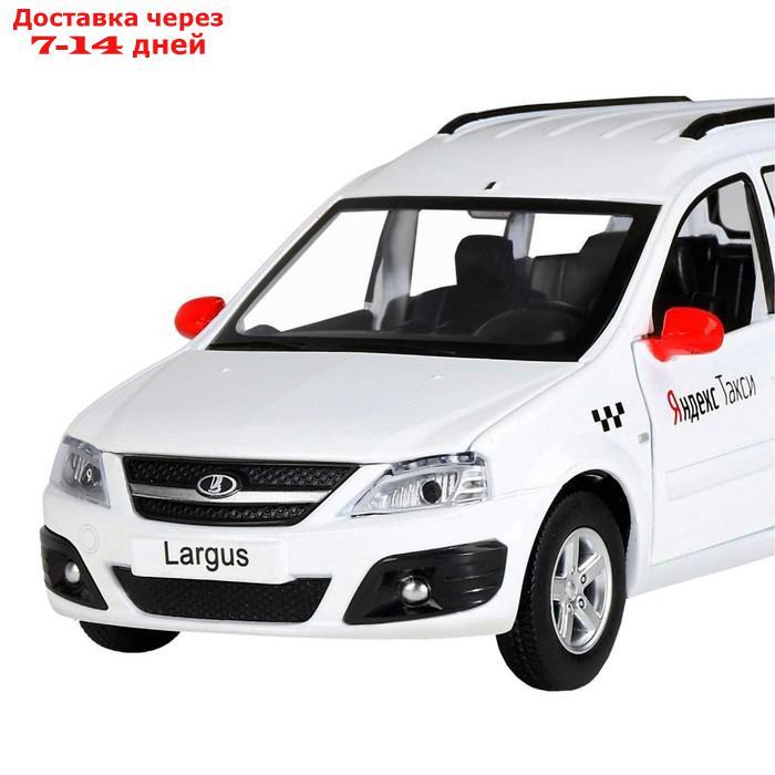 Машина металлическая "Lada Largus Яндекс Такси" 1:24, открываются двери, капот, озвученная, цвет белый - фото 4 - id-p215356884