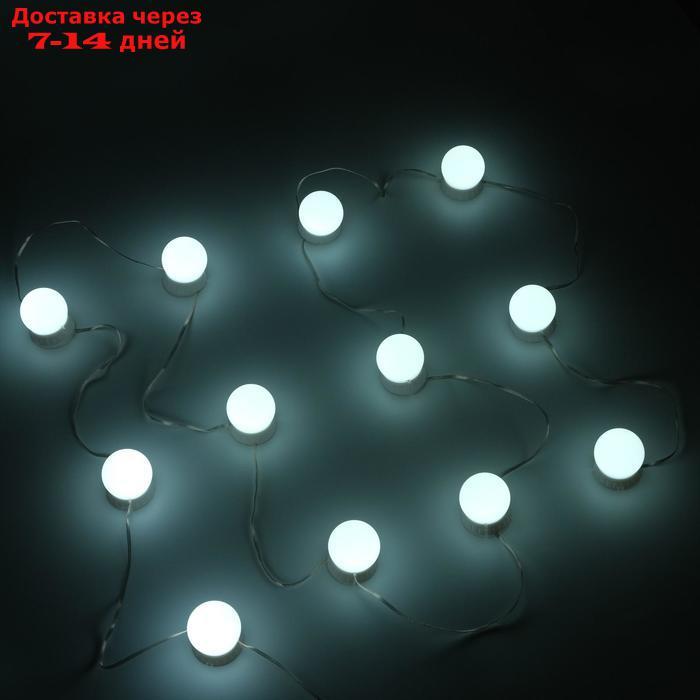 Комплект светодиодных ламп для подсветки зеркала, 12шт, контроллер, от USB, 3000 - 6500К - фото 4 - id-p215357832