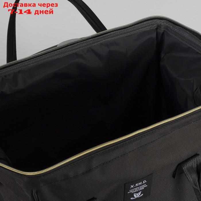 Сумка-рюкзак на колёсах, с сумкой-трансформером, отдел на молнии, наружный карман, цвет чёрный - фото 6 - id-p215361621