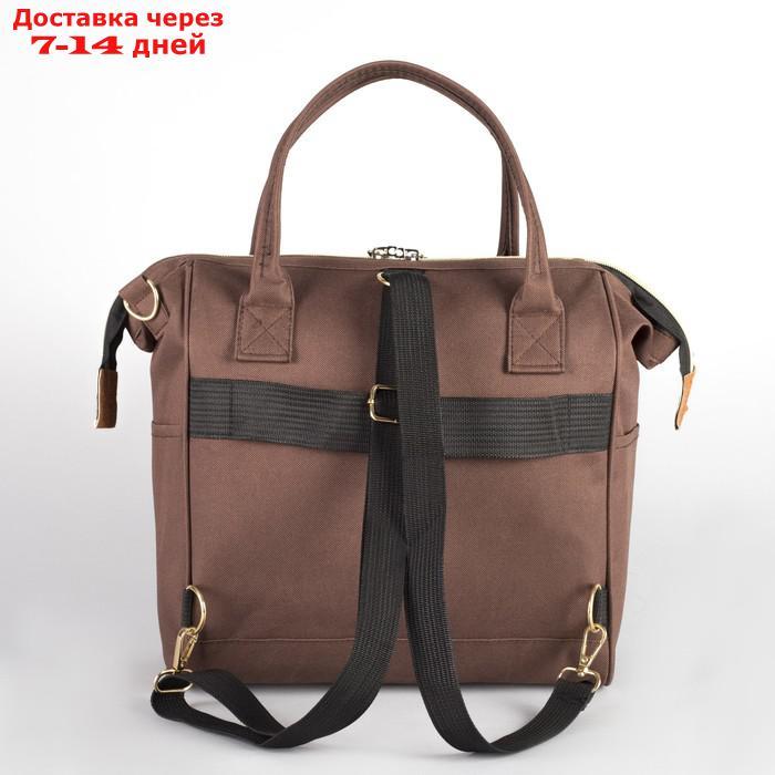 Сумка-рюкзак на колёсах, с сумкой-трансформером, отдел на молнии, наружный карман, цвет коричневый - фото 2 - id-p215361622