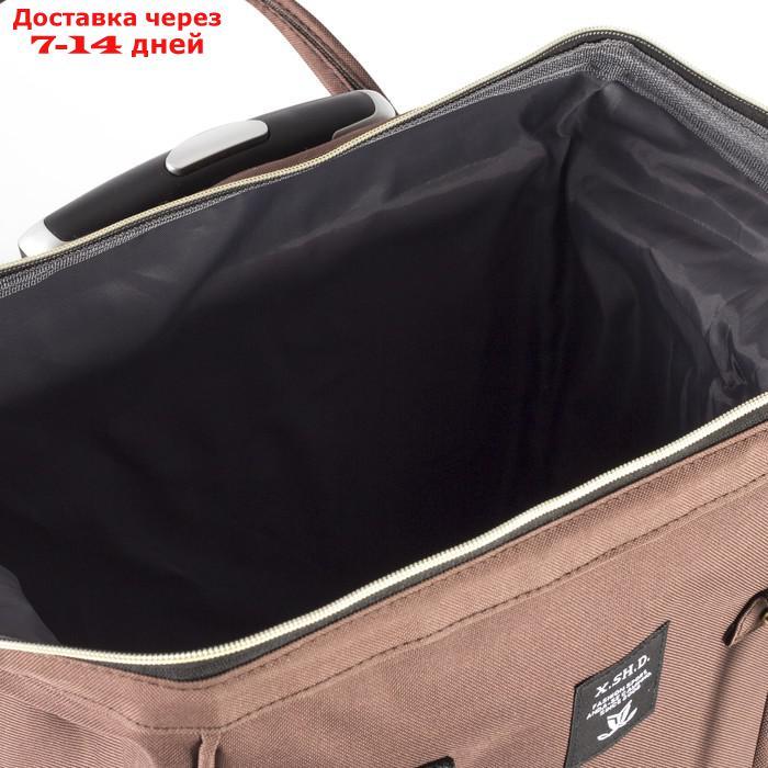 Сумка-рюкзак на колёсах, с сумкой-трансформером, отдел на молнии, наружный карман, цвет коричневый - фото 6 - id-p215361622
